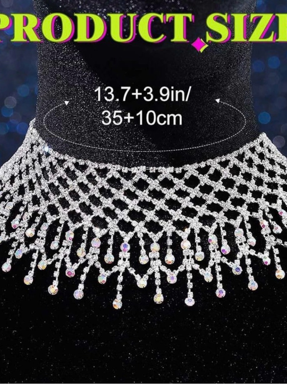 Sparkling Silver Crystal Fringe Choker Necklace - Women Jewelry